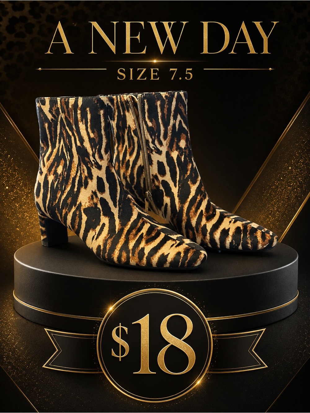 a new day Leopard Print Ankle Boots in Tan and Black